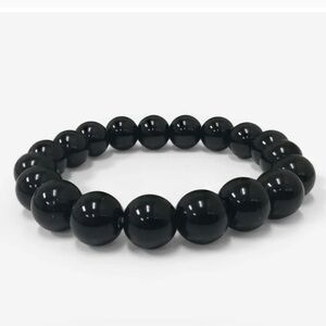 10mm Black Onyx Crystal Bead Stretch Bracelet